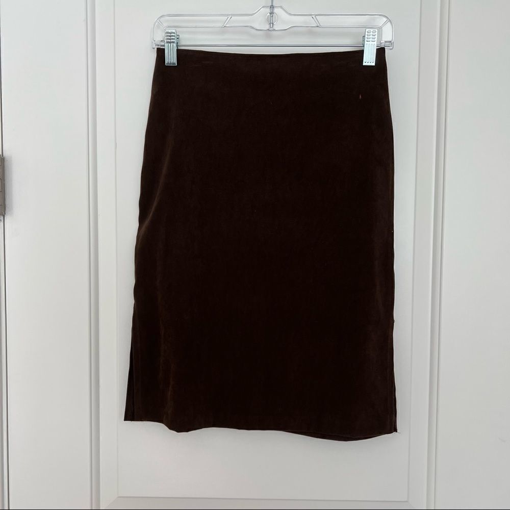 Brown faux suede vintage pencil skirt S